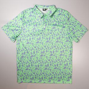 Friday Fairways Mens XL Green Anchors Golf Pickle Ball Polo Shirt